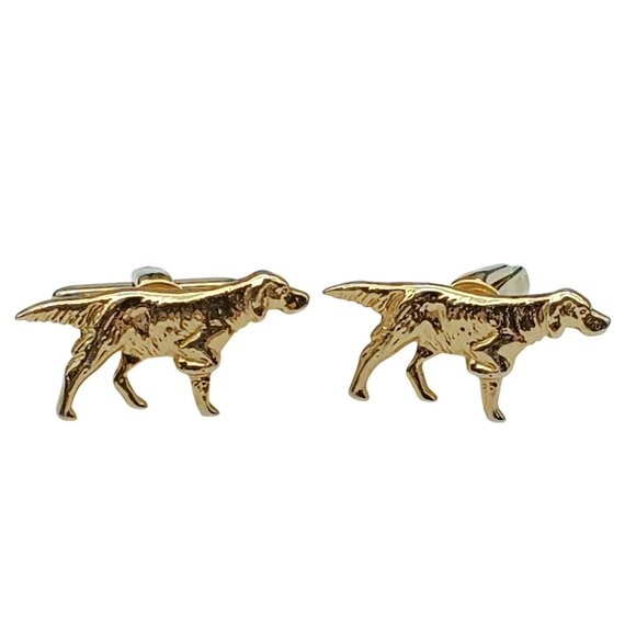 Vintage Hickok Gold Retriever Dog Cufflinks Hunting Dogs - Picture 1 of 3